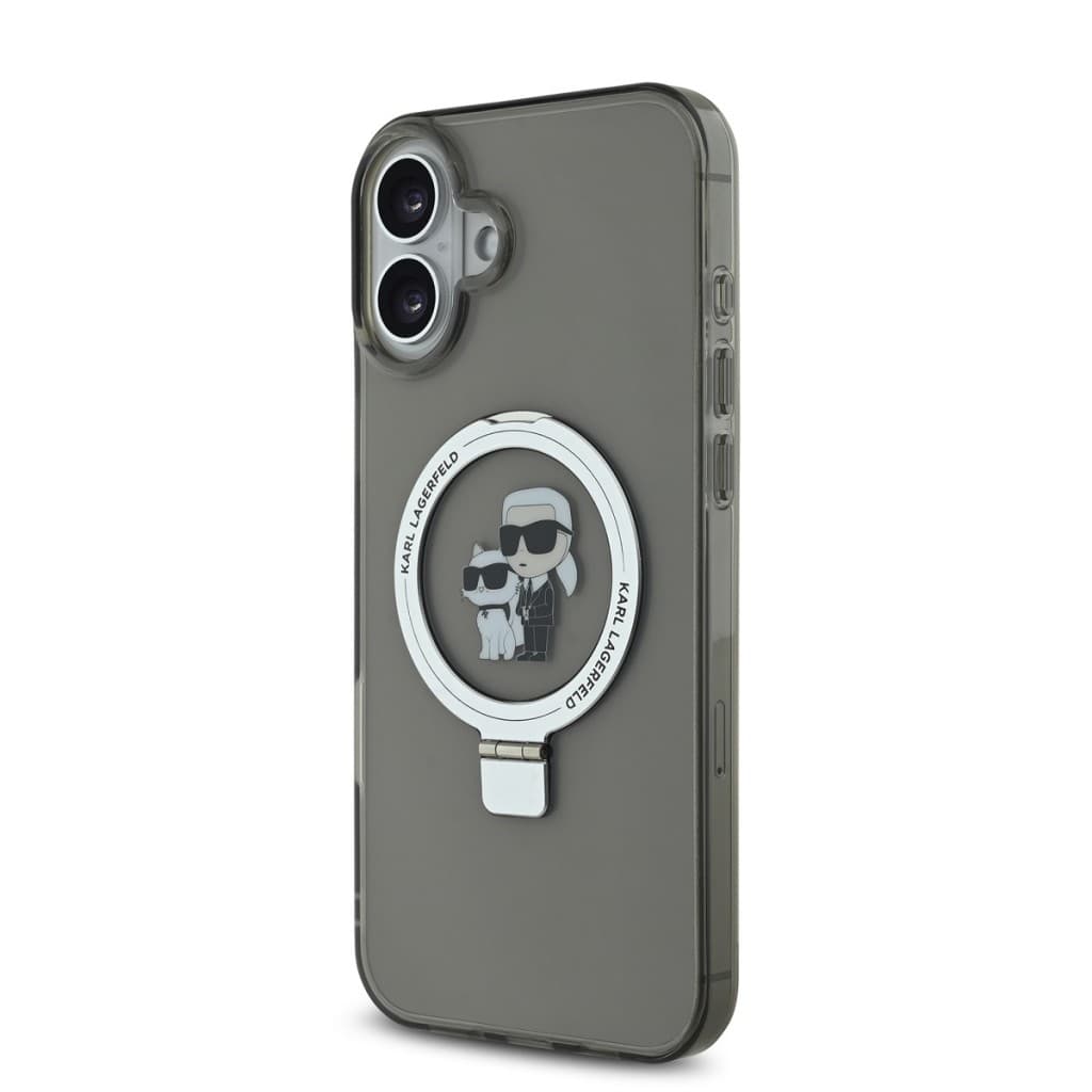 Zadní kryt Karl Lagerfeld Ringstand Karl and Choupette MagSafe pro iPhone 16 Plus Black - náhled 3