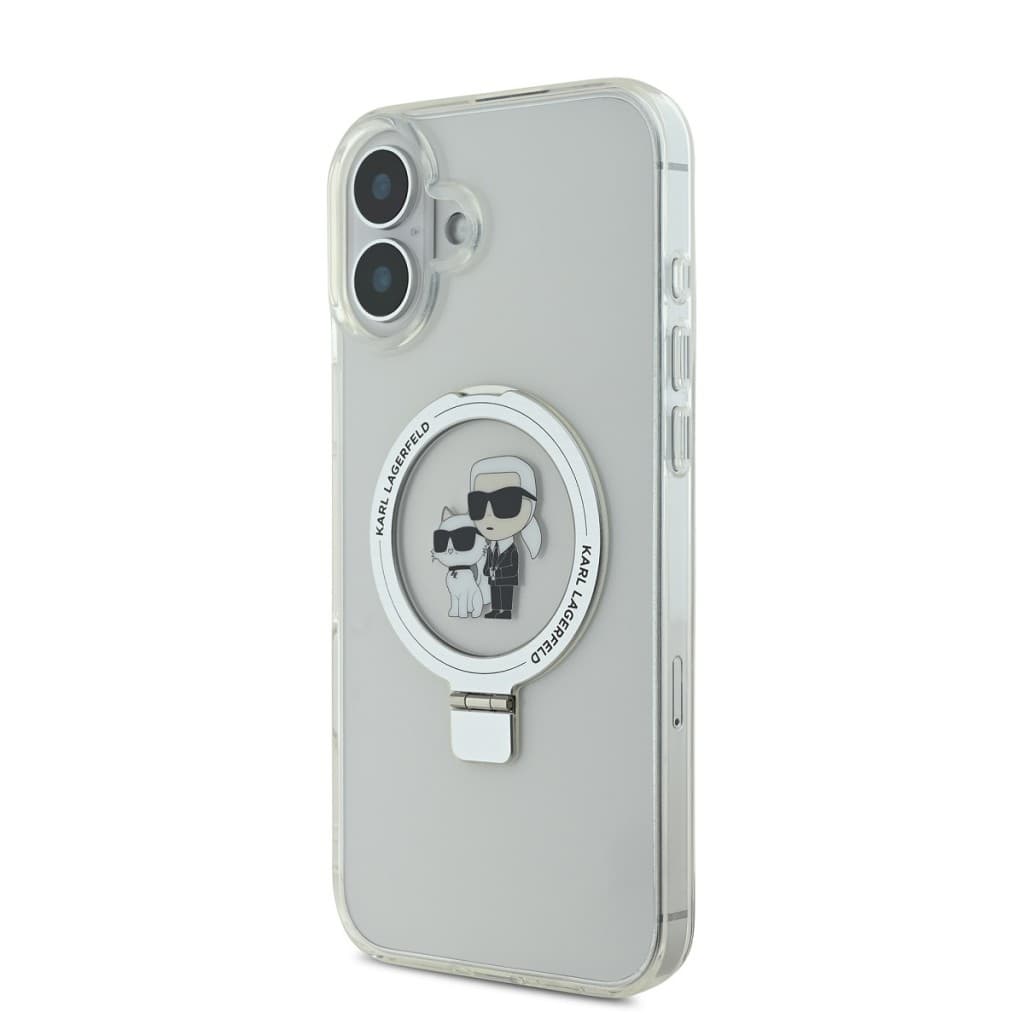 Zadní kryt Karl Lagerfeld Ringstand Karl and Choupette MagSafe pro iPhone 16 White - náhled 3
