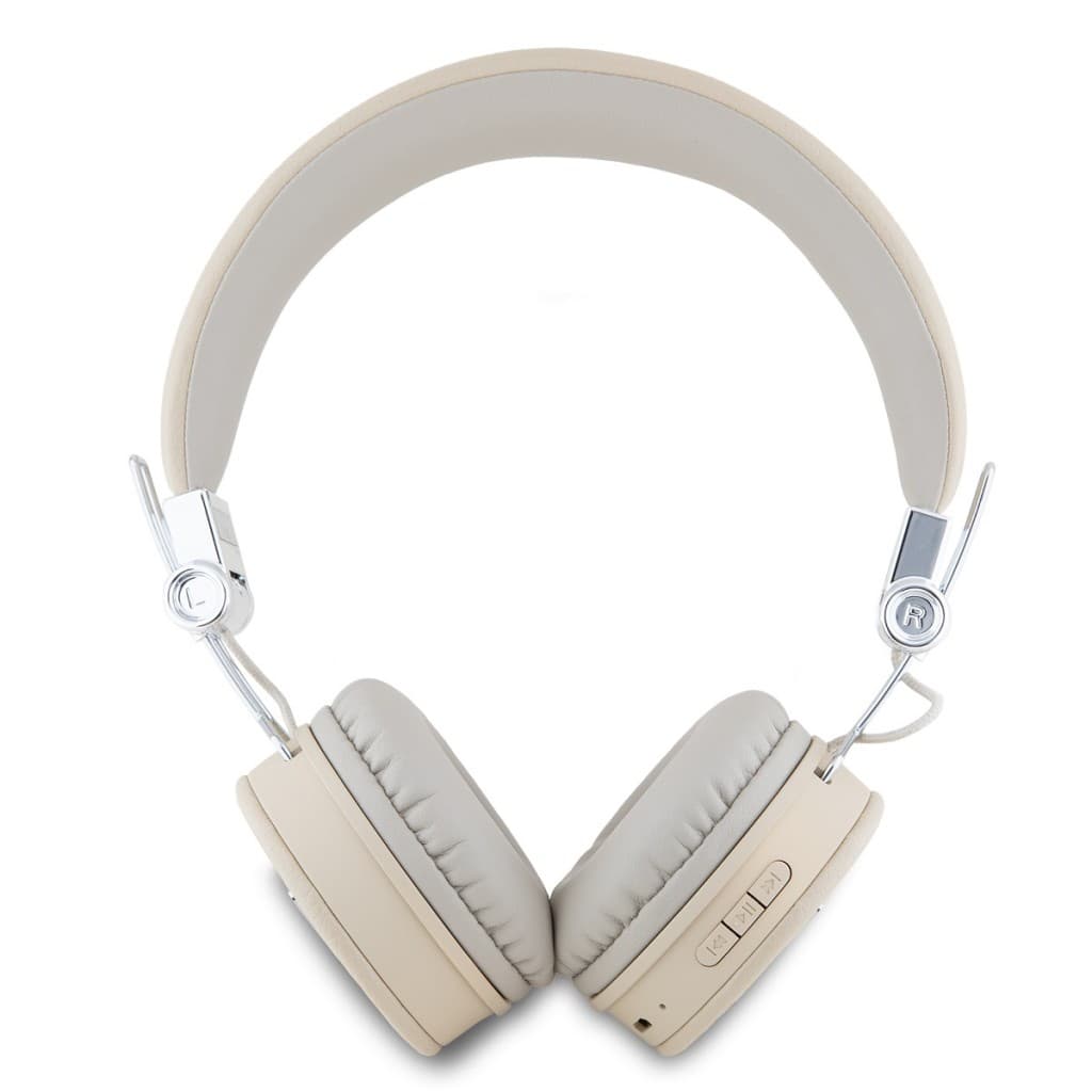 Bezdrátová sluchátka Guess PU Grained Triangle Logo ENC Beige - náhled 3