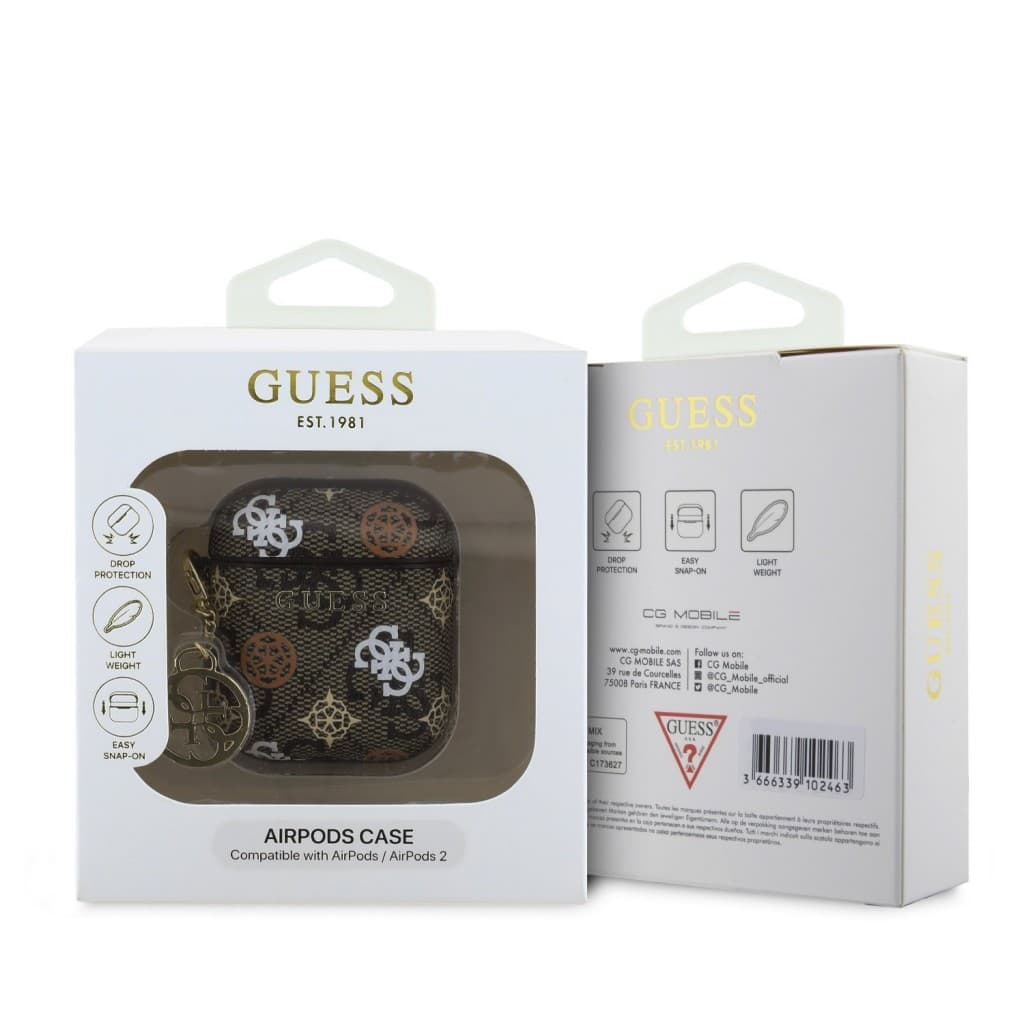 Pouzdro Guess PU 4G Peony Charm pro AirPods 1/2 Brown - náhled 3