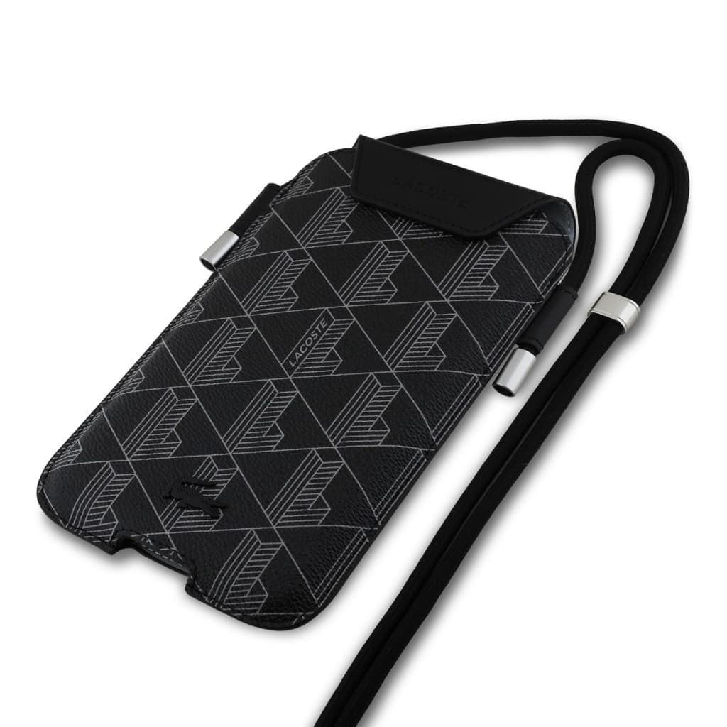 Kabelka na mobil Lacoste PVC Blend Monogram XL černá - náhled 3
