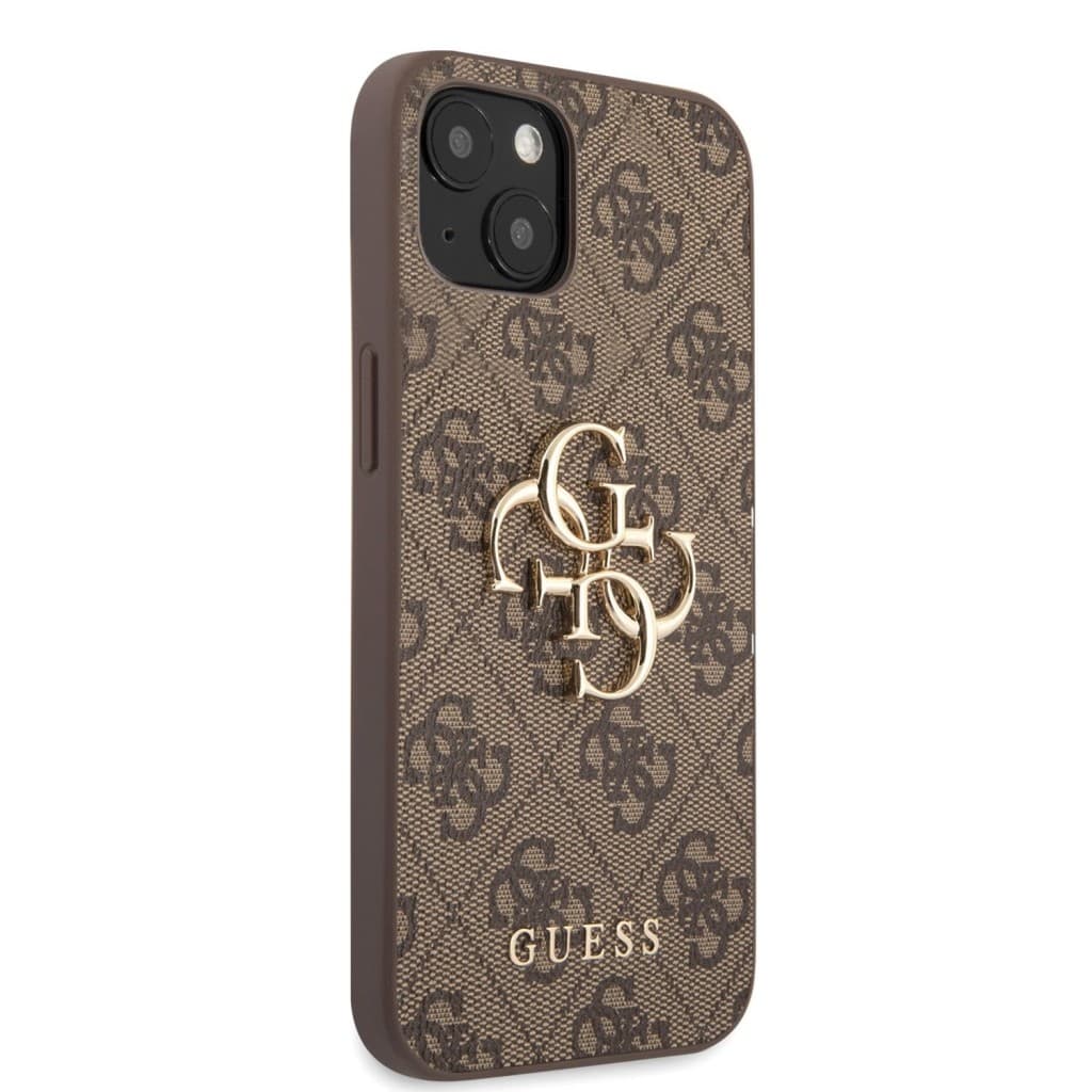 Guess PU 4G Metal Logo Zadní Kryt pro iPhone 13 Brown - náhled 3
