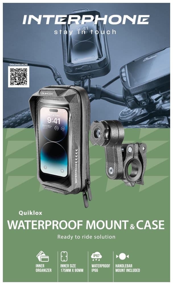Univerzální voděodolné pouzdro na mobilní telefony Interphone QUIKLOX Waterproof, max. 7", úchyt na řídítka - náhled 3