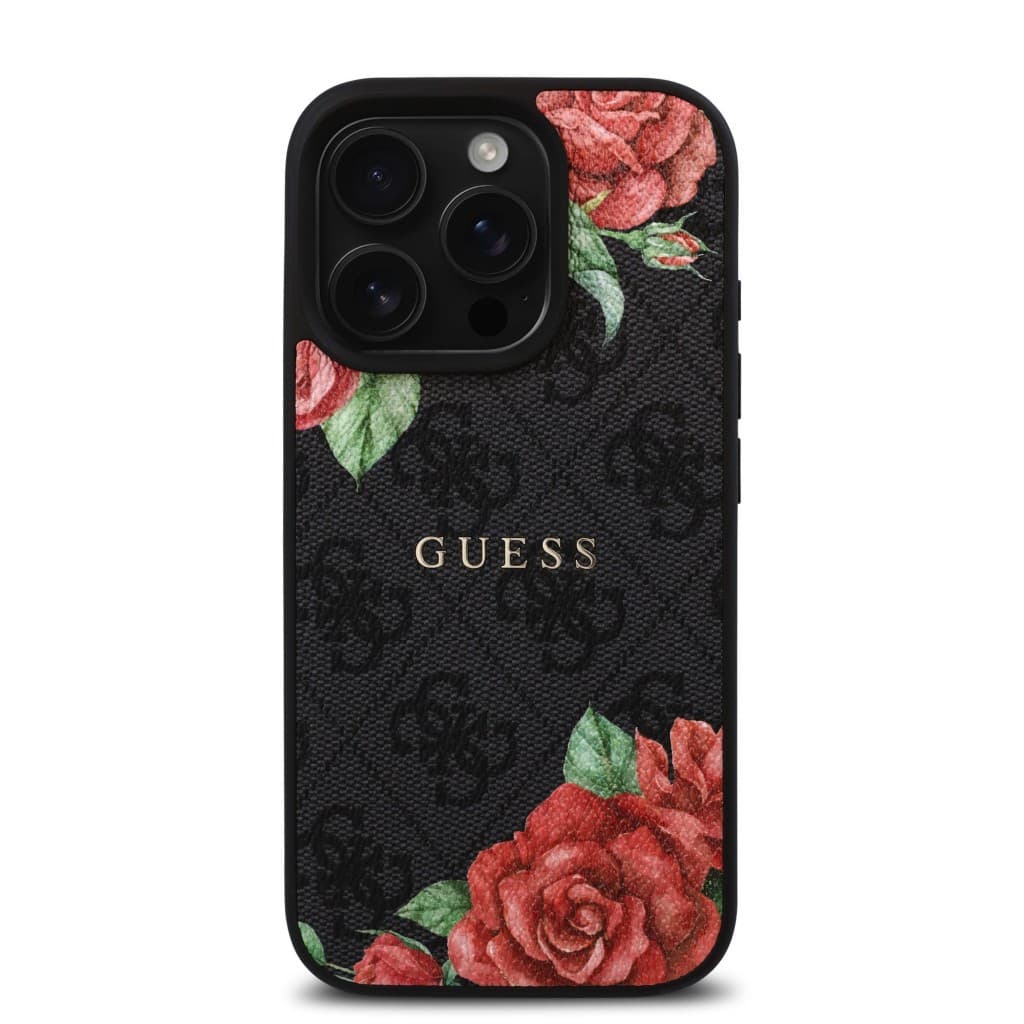 Zadní kryt Guess PU Leather 4G Roses MagSafe pro iPhone 16 Pro Black - náhled 3