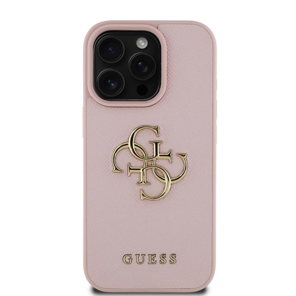 Zadní kryt Guess PU Grained 4G Metal Logo  pro iPhone 15 Pro Max Pink - náhled 3