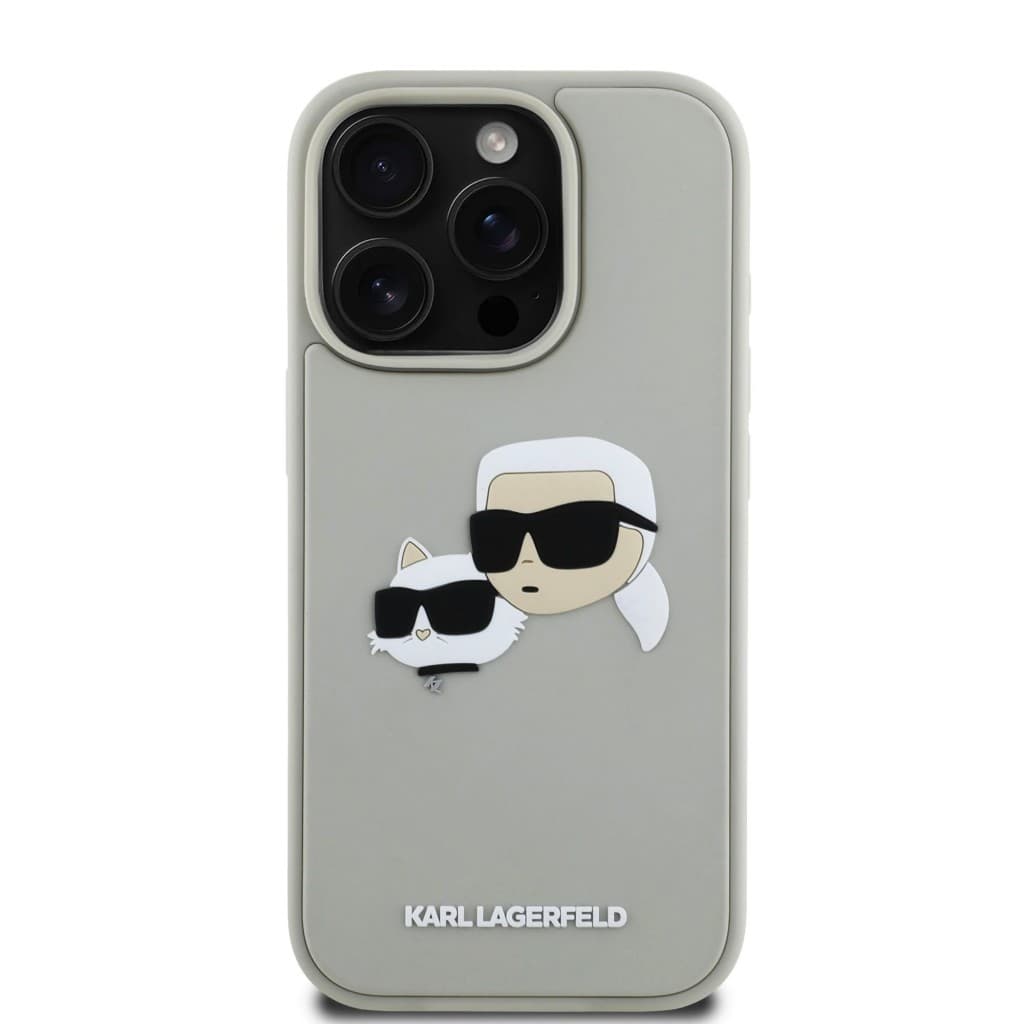 Zadní kryt Karl Lagerfeld 3D Rubber Double Heads pro iPhone 16 Pro Max Beige - náhled 3