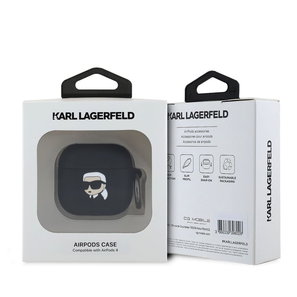 Pouzdro Karl Lagerfeld 3D Logo NFT Karl Head pro AirPods 4 Black - náhled 3