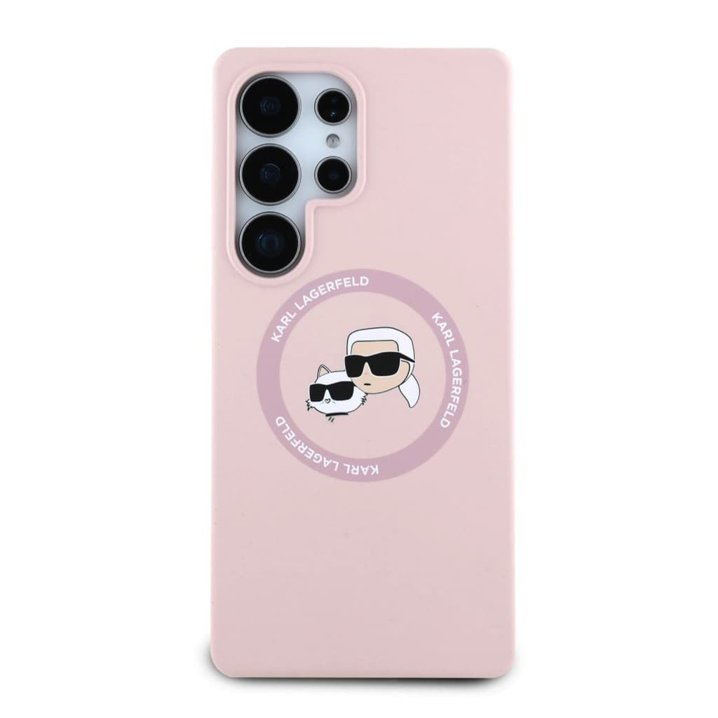 Zadní kryt Karl Lagerfeld Liquid Silicone K&amp;CH Heads MagSafe pro Samsung Galaxy S25 Ultra Pink - náhled 3