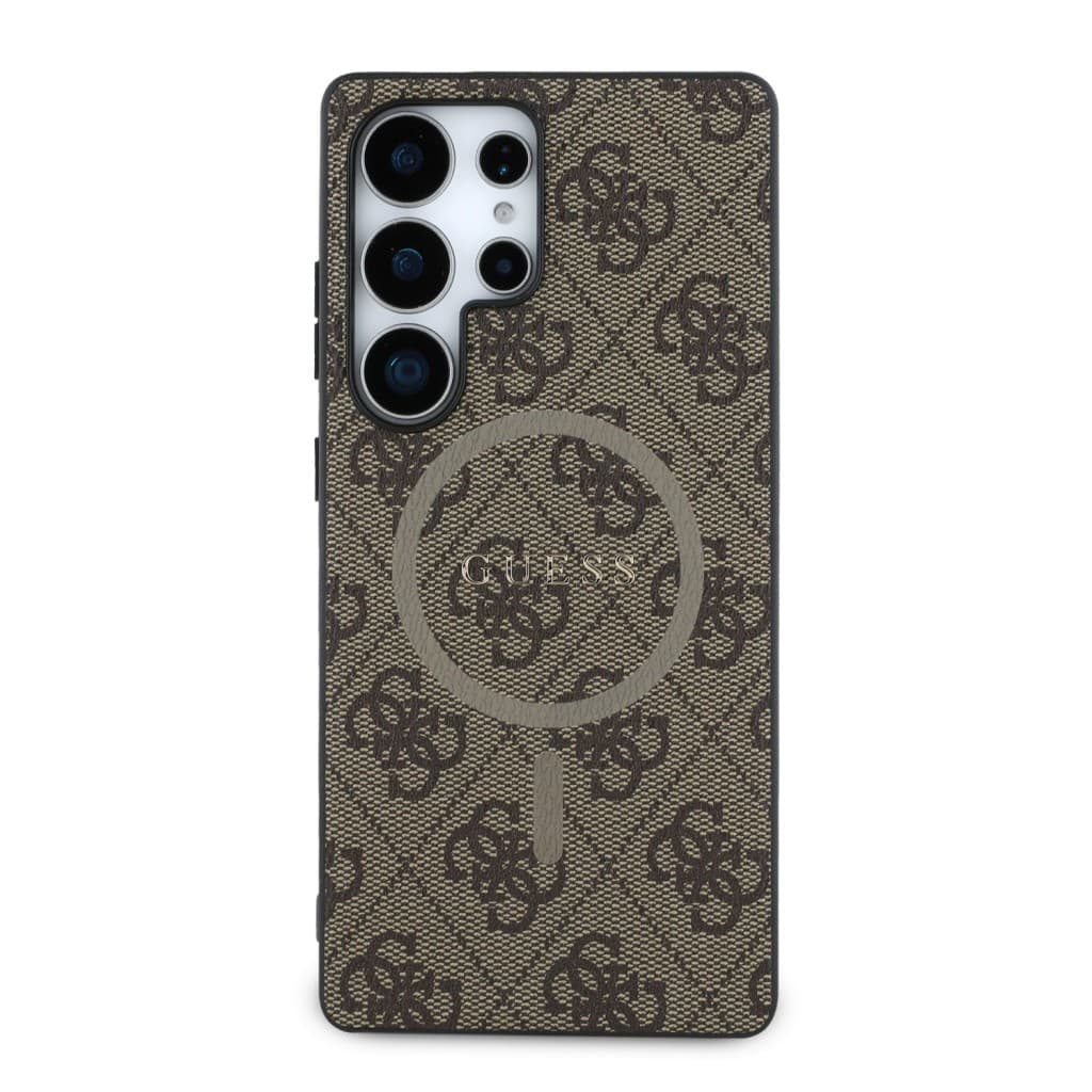 Zadní kryt Guess PU Leather 4G Colored Ring MagSafe pro Samsung Galaxy S25 Ultra Brown - náhled 3