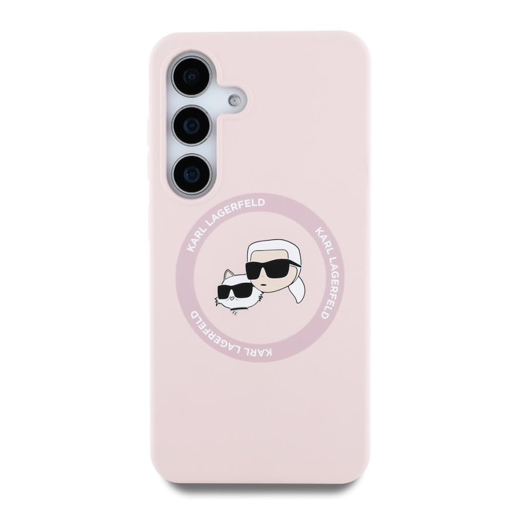Zadní kryt Karl Lagerfeld Liquid Silicone K&amp;CH Heads MagSafe pro Samsung Galaxy S25+ Pink - náhled 3