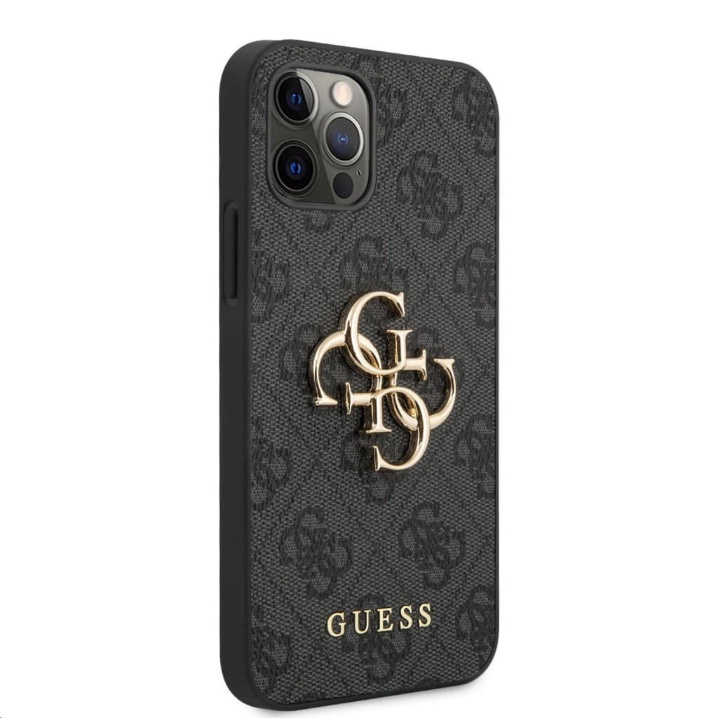 Guess PU 4G Metal Logo Zadní Kryt pro iPhone 12 Pro Max Grey - náhled 3
