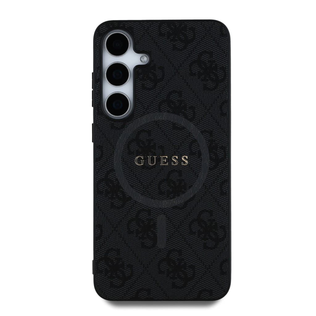 Zadní kryt Guess PU Leather 4G Colored Ring MagSafe pro Samsung Galaxy S25 Black - náhled 3