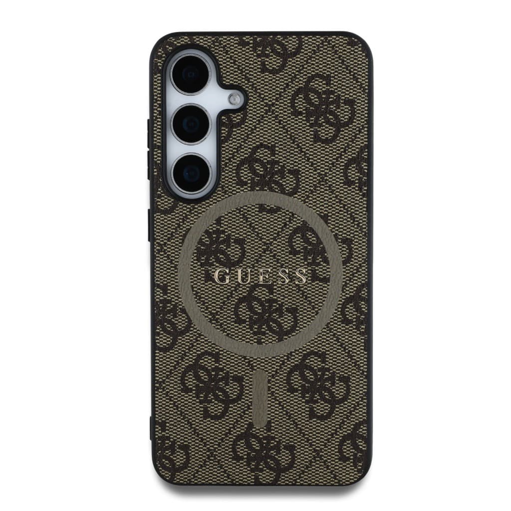 Zadní kryt Guess PU Leather 4G Colored Ring MagSafe pro Samsung Galaxy S25 Brown - náhled 3