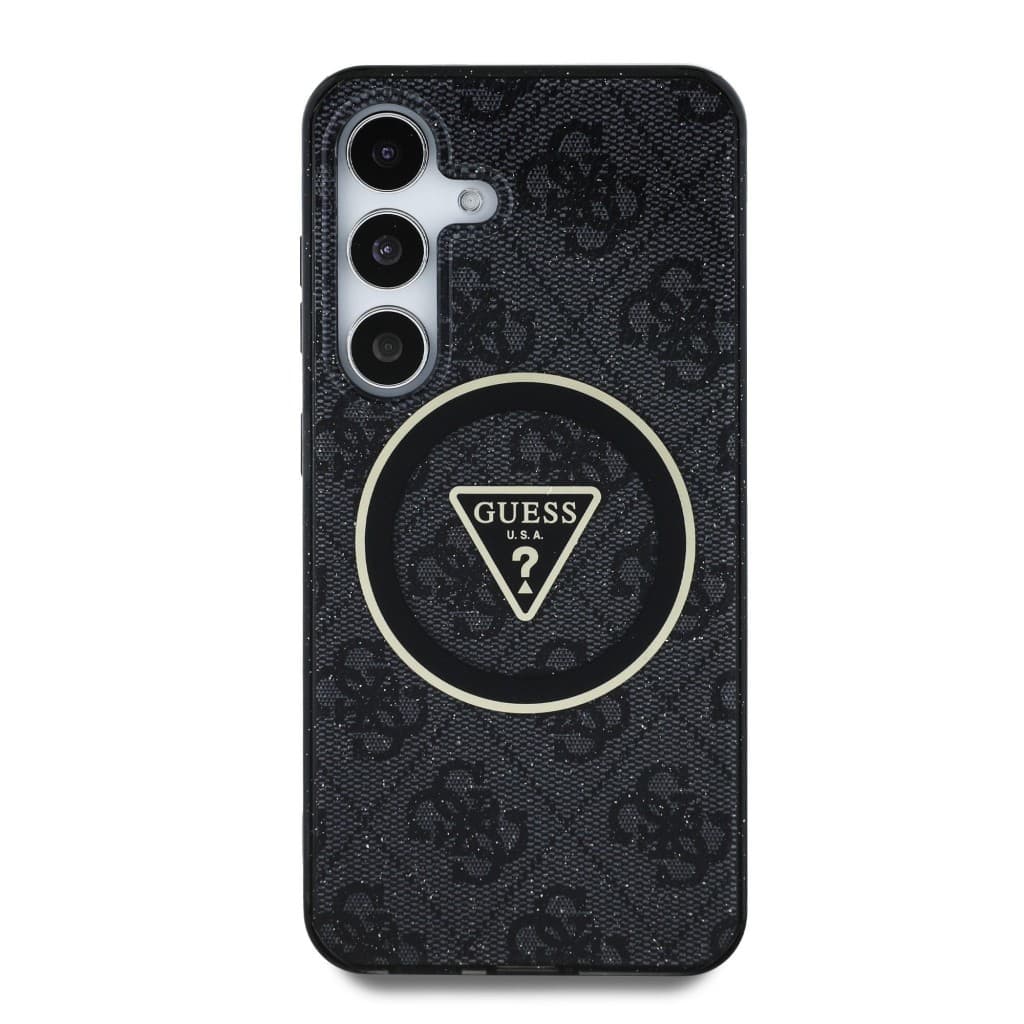 Zadní kryt Guess IML 4G Glitter and Triangle Logo MagSafe pro Samsung Galaxy S25 Black - náhled 3