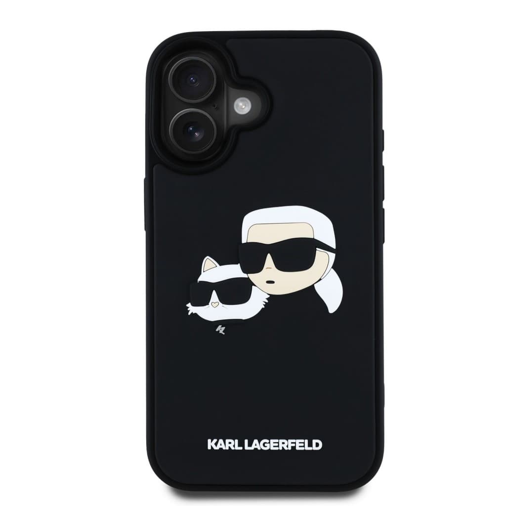 Zadní kryt Karl Lagerfeld 3D Rubber Double Heads pro iPhone 16 Black - náhled 3