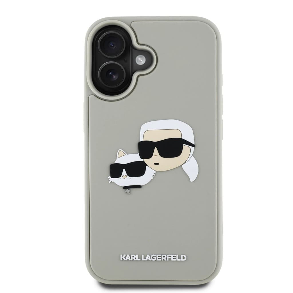 Zadní kryt Karl Lagerfeld 3D Rubber Double Heads pro iPhone 16 Beige - náhled 3