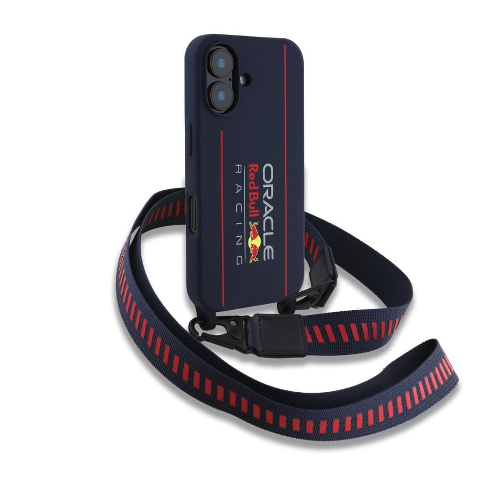 Zadní kryt Red Bull Silicone Vertical Logo MagSafe  + Crossbody Popruh pro iPhone 16 Navy - náhled 3