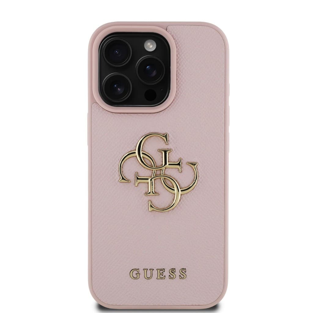 Zadní kryt Guess PU Grained 4G Metal Logo pro iPhone 15 Pro Pink - náhled 3