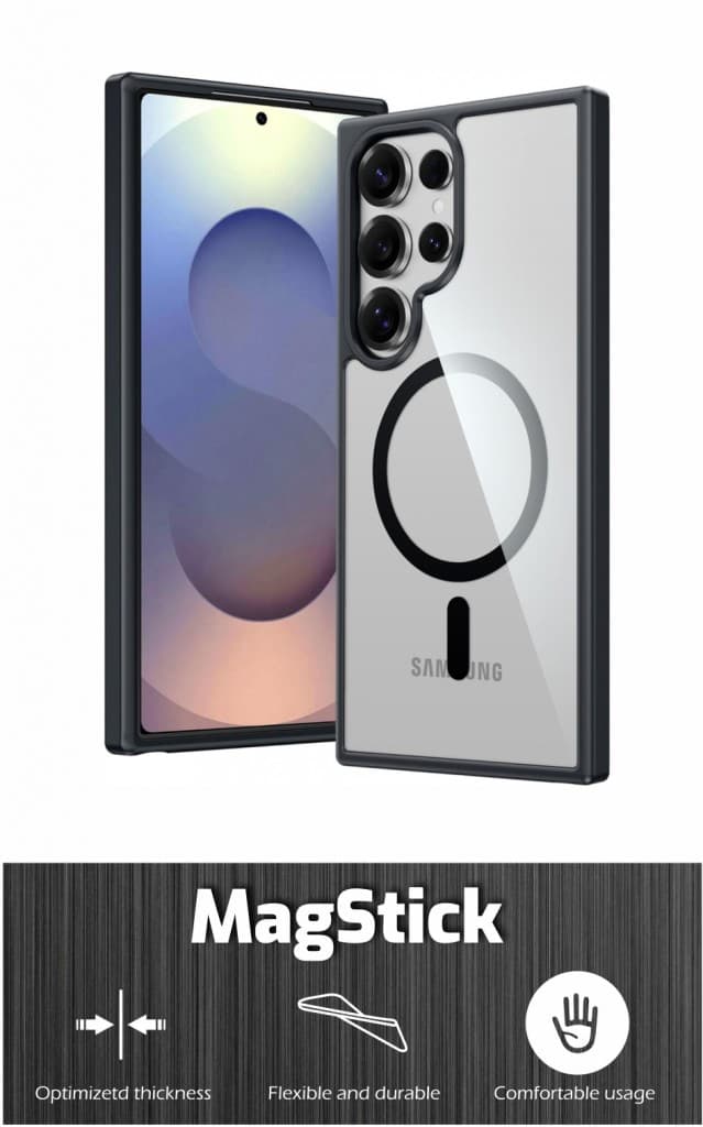 Zadní kryt Swissten Clear Jelly Magstick Metallic pro Samsung S24 Ultra černý - náhled 3
