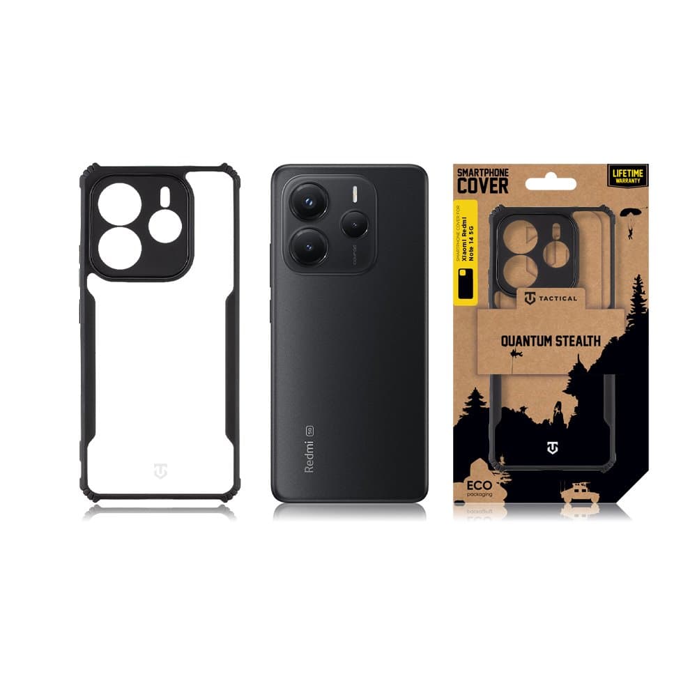 Zadní kryt Tactical Quantum Stealth pro Xiaomi Redmi Note 14 5G Clear-Black - náhled 3