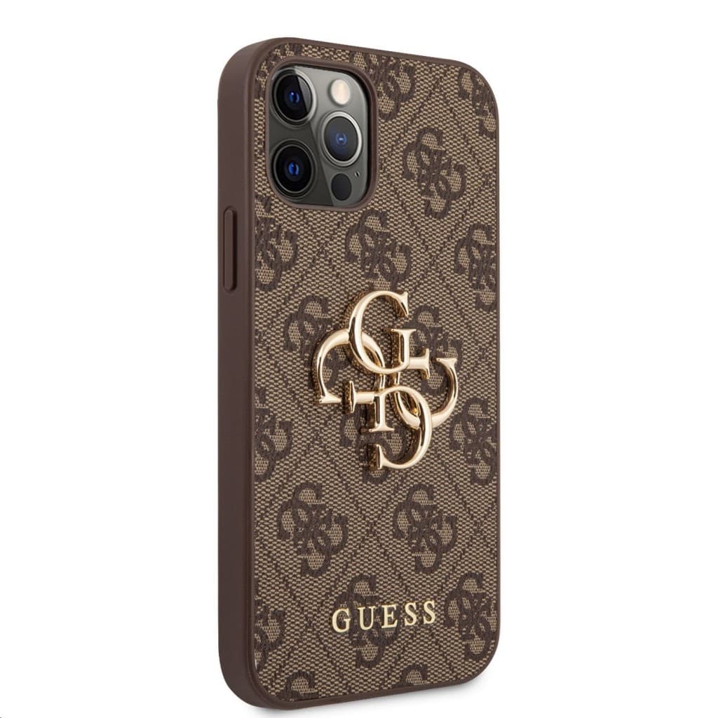 Zadní kryt Guess PU 4G Metal Logo pro iPhone 12-12 Pro Brown - náhled 3