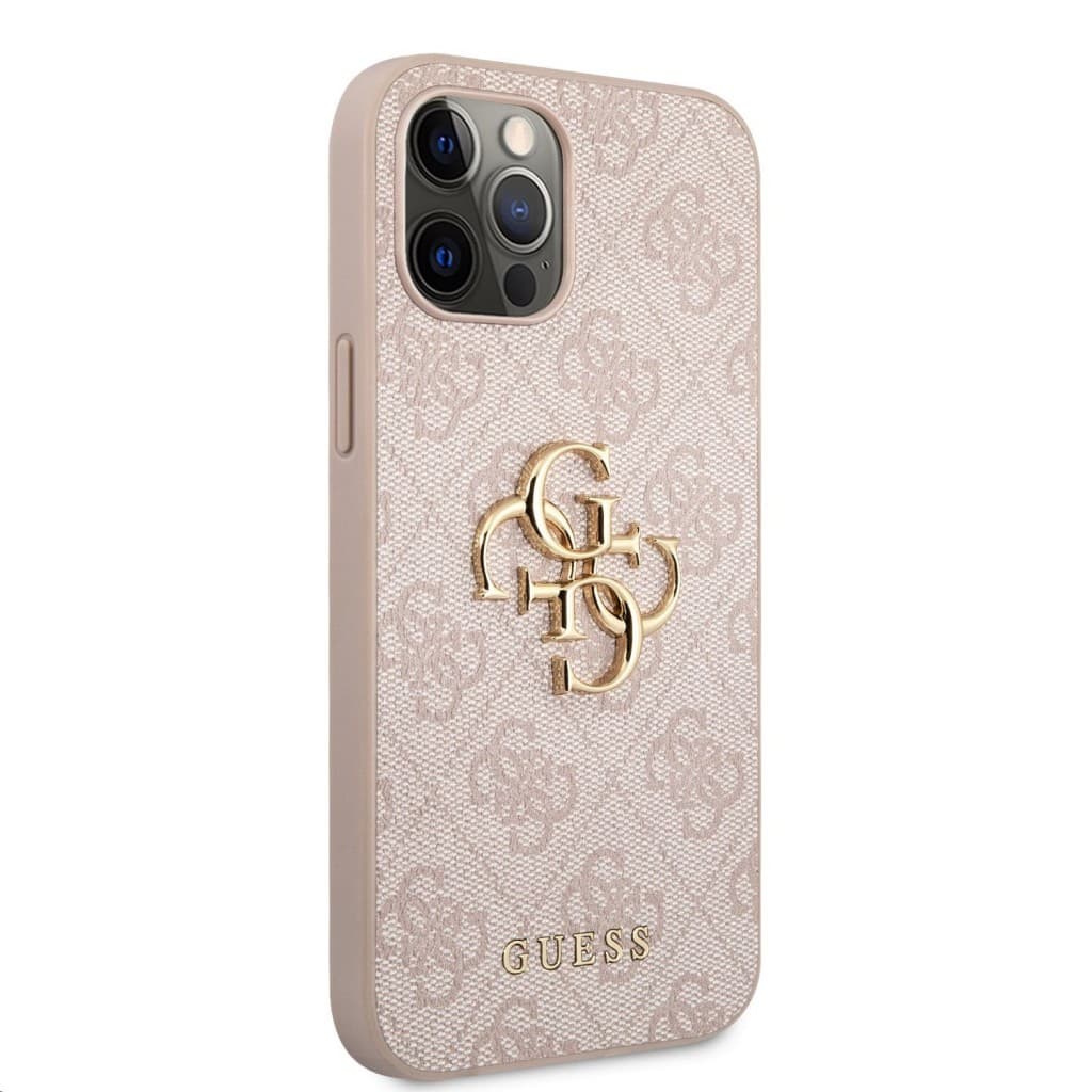 Guess PU 4G Metal Logo Zadní Kryt pro iPhone 12/12 Pro Pink - náhled 3