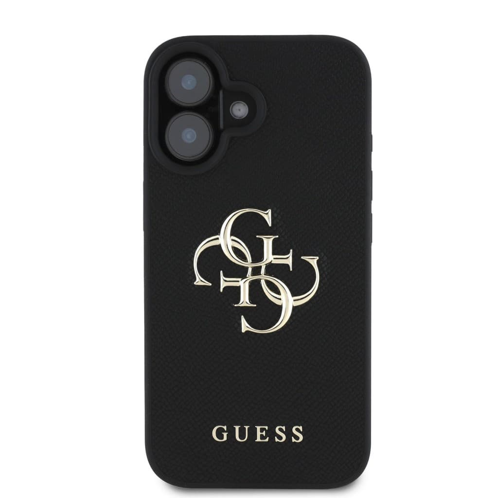 Zadní kryt Guess PU Grained 4G Metal Logo pro iPhone 16 Black - náhled 3