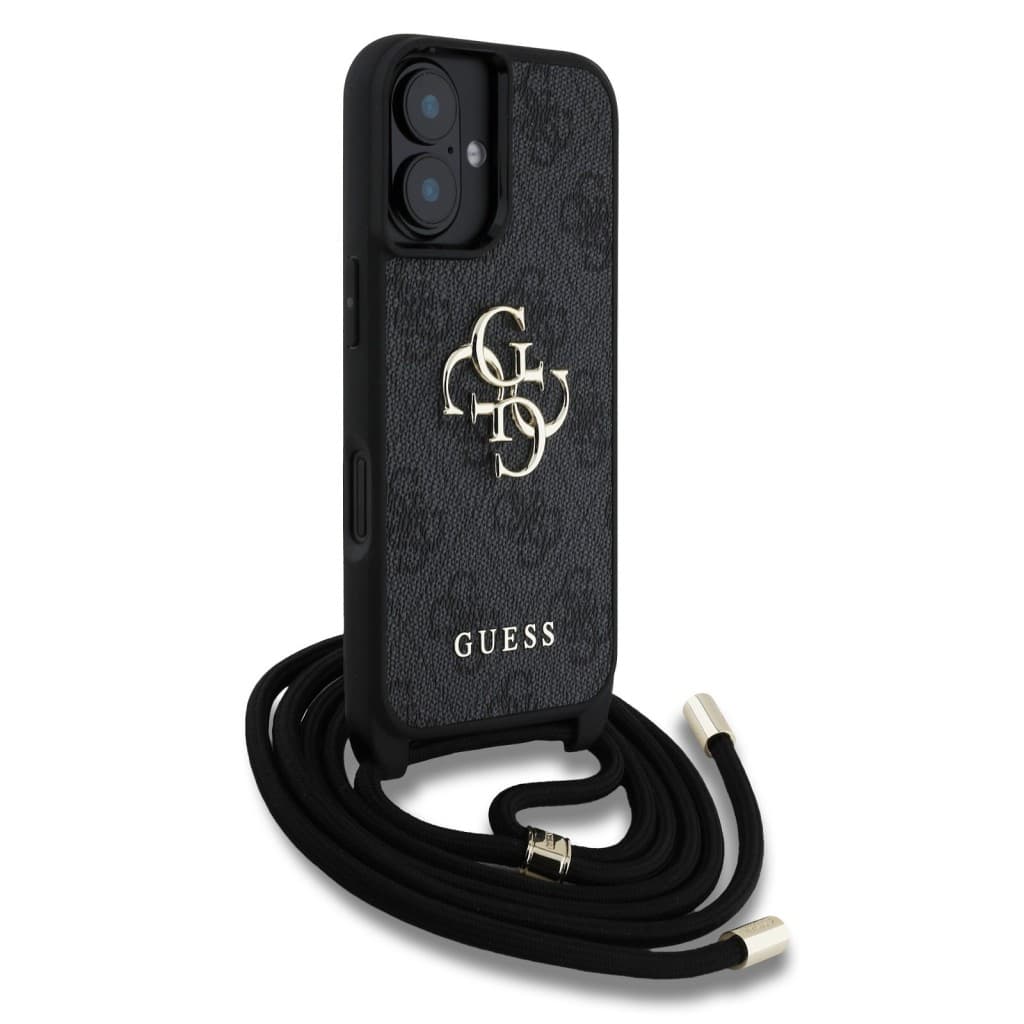 Zadní kryt Guess PU 4G Metal Logo Crossbody Popruh pro iPhone 16 Black - náhled 3