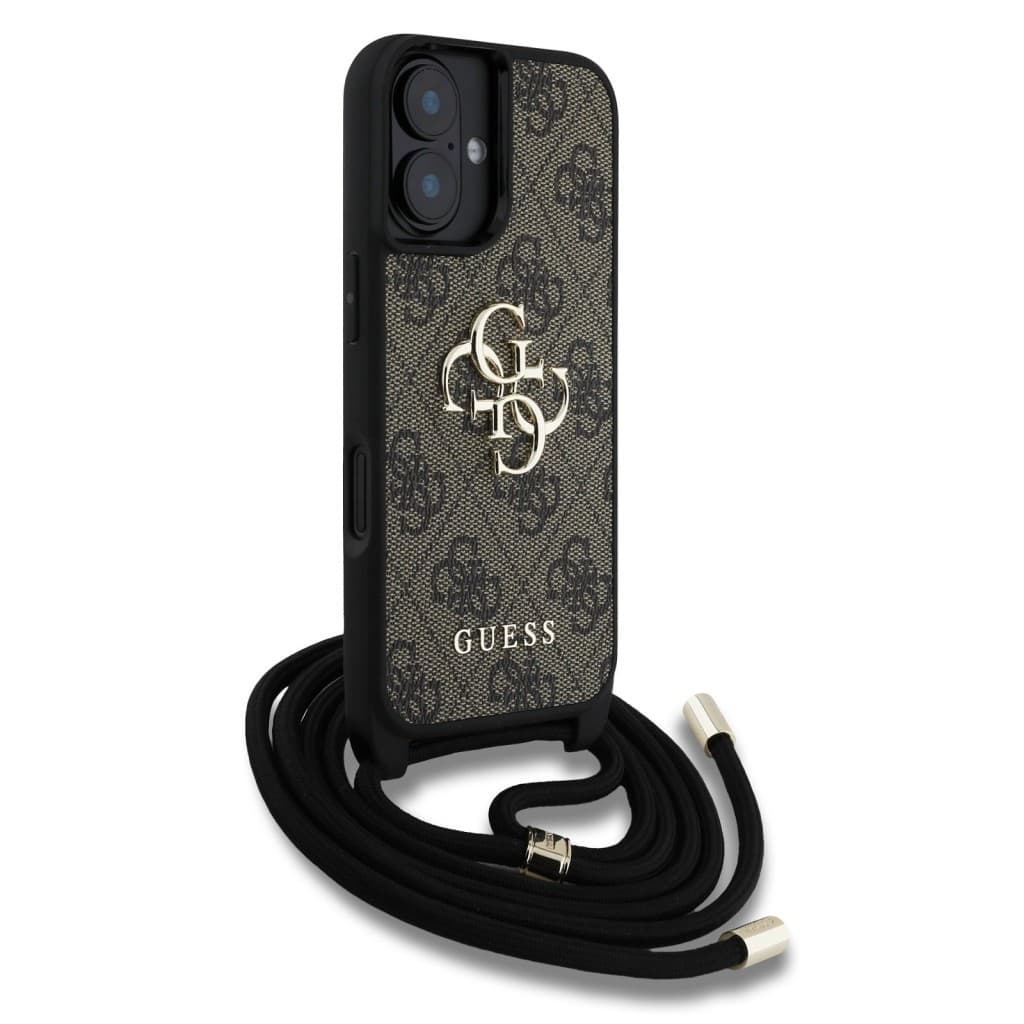 Zadní kryt Guess PU 4G Metal Logo Crossbody Popruh pro iPhone 16 Brown - náhled 3