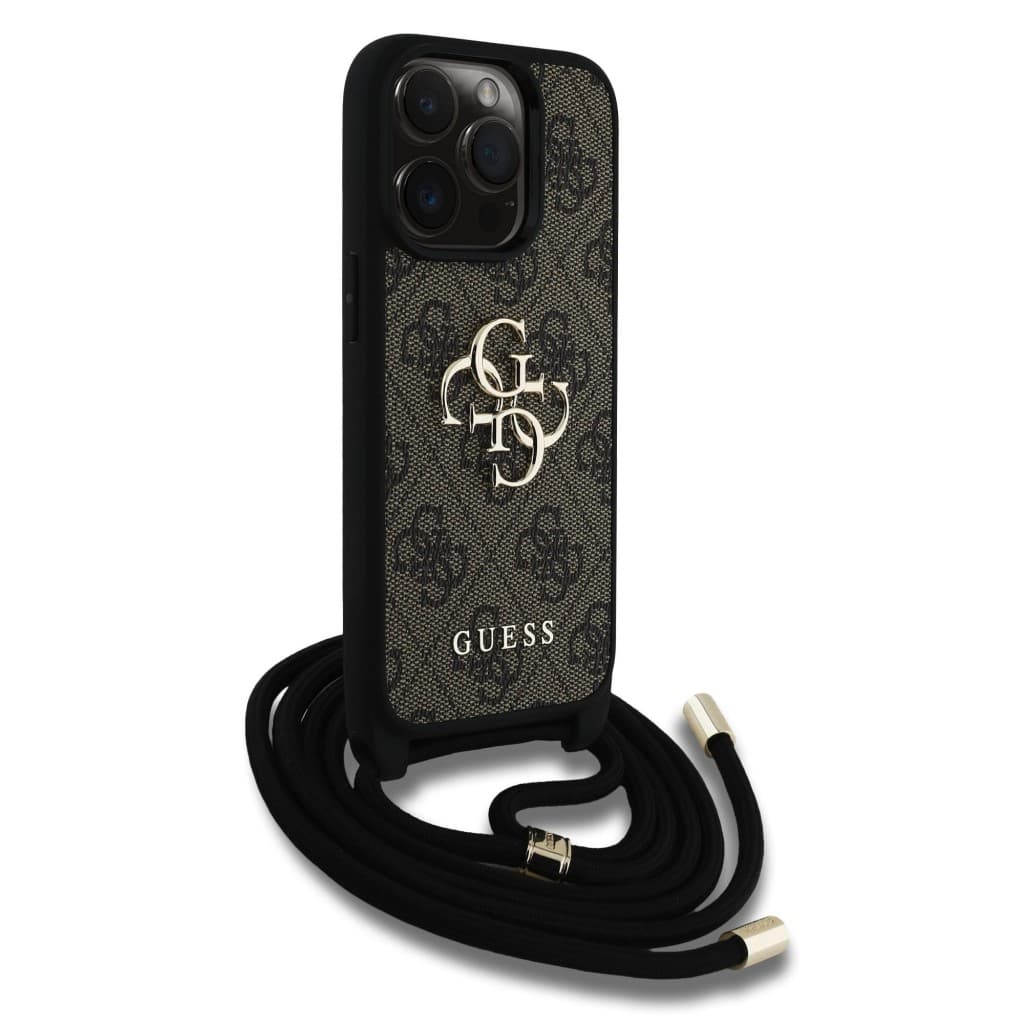 Zadní kryt Guess PU 4G Metal Logo Crossbody Popruh pro iPhone 15 Pro Max Brown - náhled 3