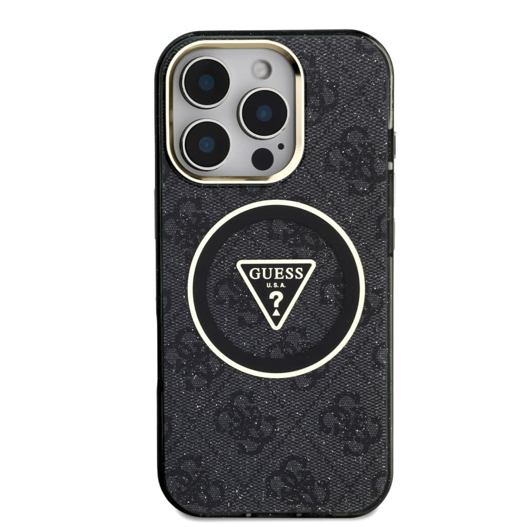 Zadní kryt Guess IML 4G Glitter and Triangle Logo MagSafe pro iPhone 16 Pro Max Black - náhled 3