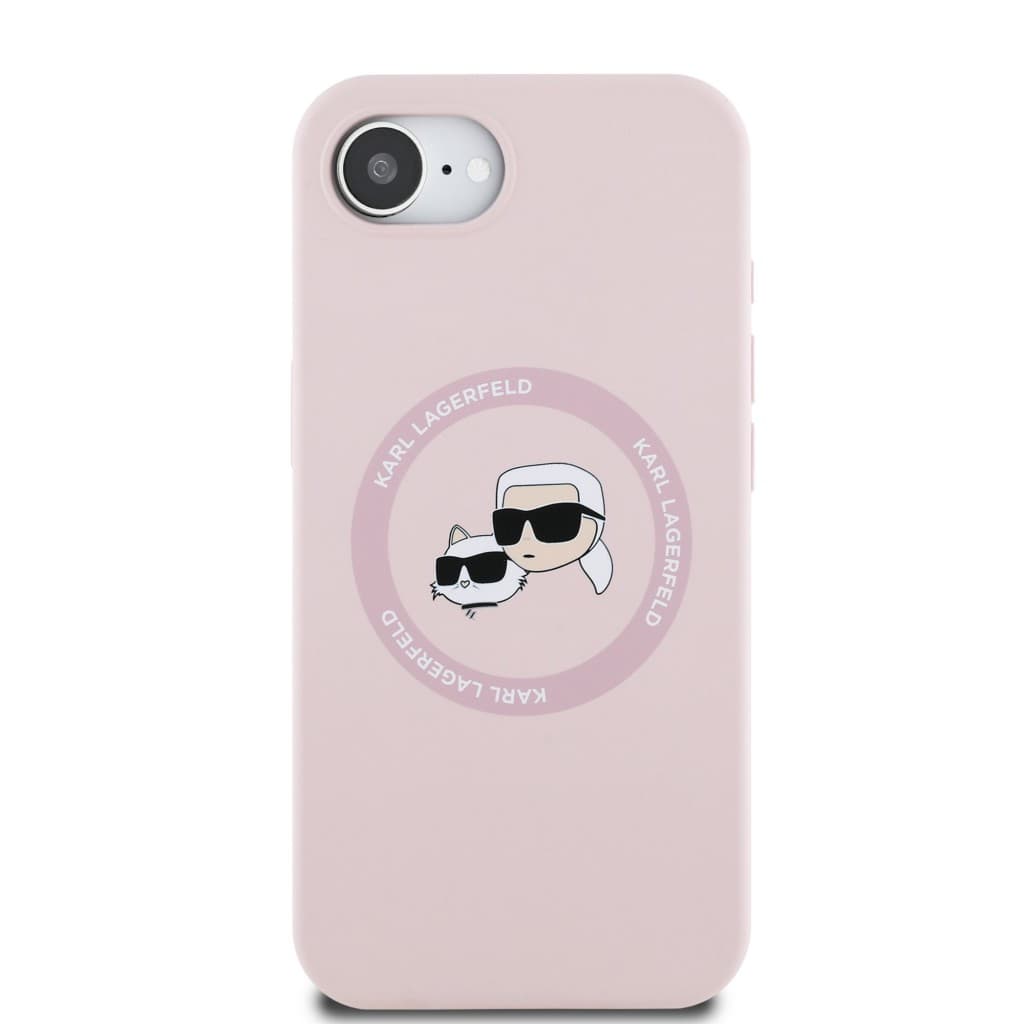 Zadní kryt Karl Lagerfeld Liquid Silicone K&amp;CH Heads MagSafe pro iPhone 16e Pink - náhled 3