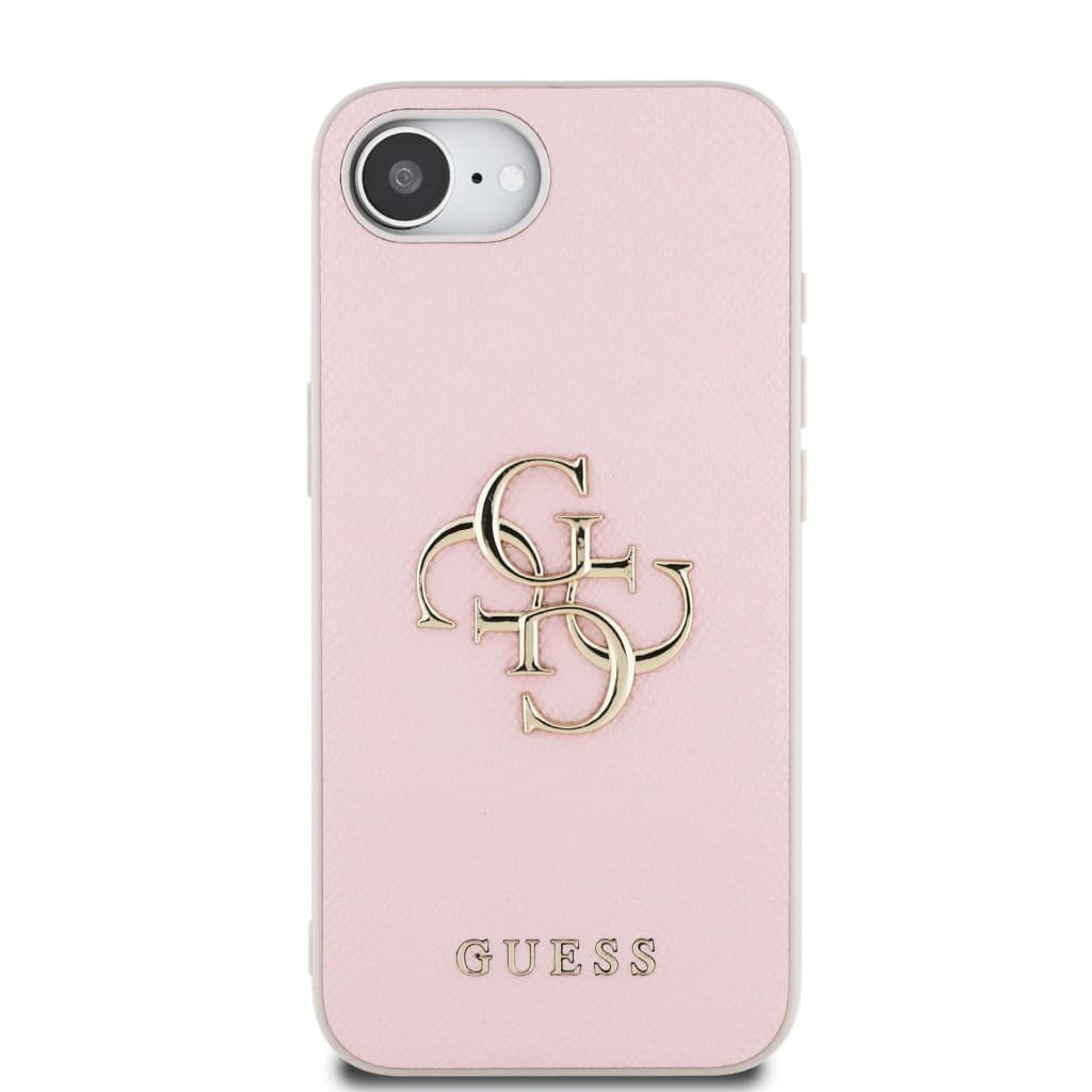 Zadní kryt Guess PU Grained 4G Metal Logo pro iPhone 16e Pink - náhled 3