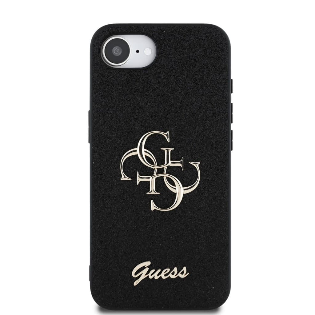 Zadní kryt Guess PU Fixed Glitter 4G Metal Logo pro iPhone 16e Black - náhled 3