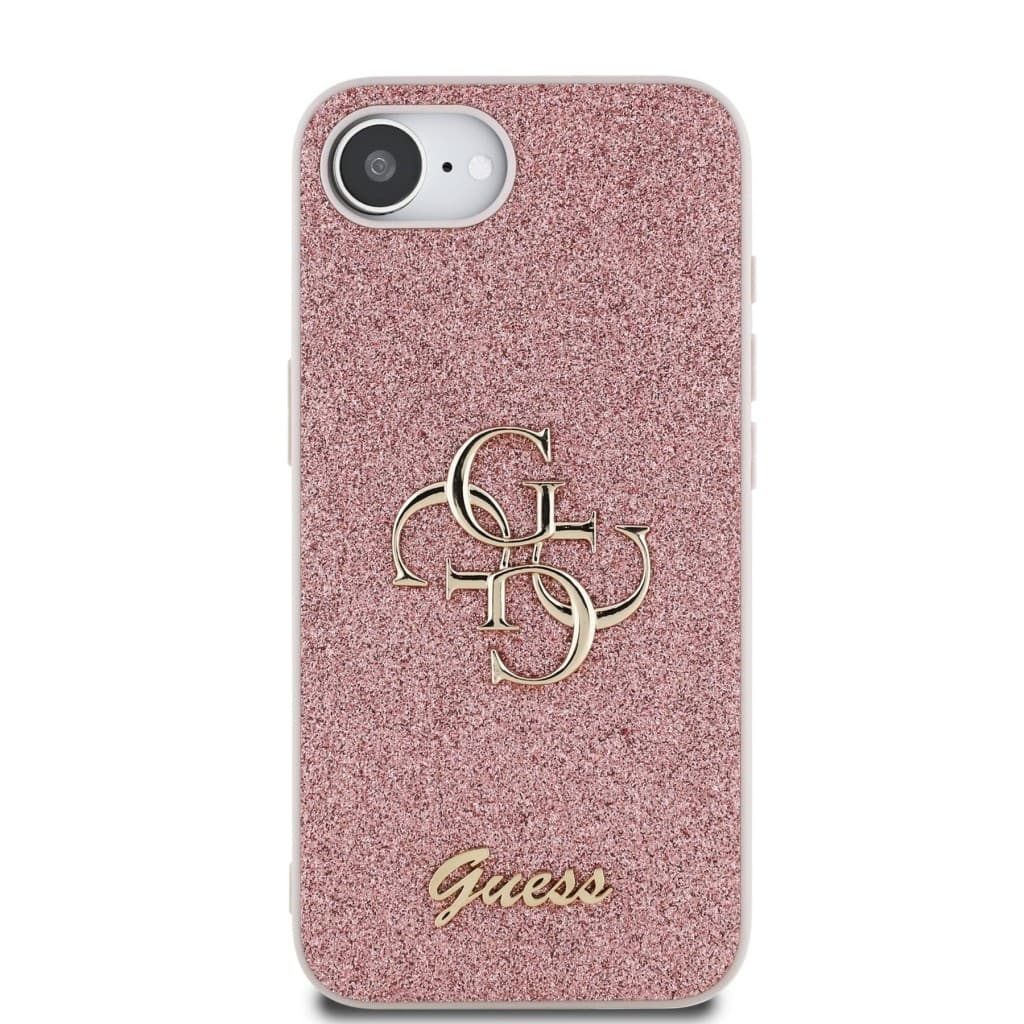 Zadní kryt Guess PU Fixed Glitter 4G Metal Logo pro iPhone 16e Pink - náhled 3