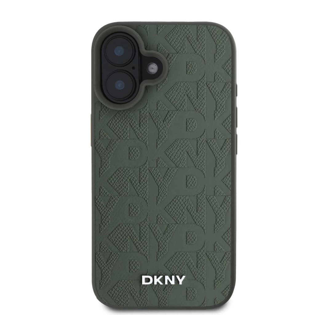 Zadní kryt DKNY PU Leather Grid Pattern Magsafe pro iPhone 16 Green - náhled 3