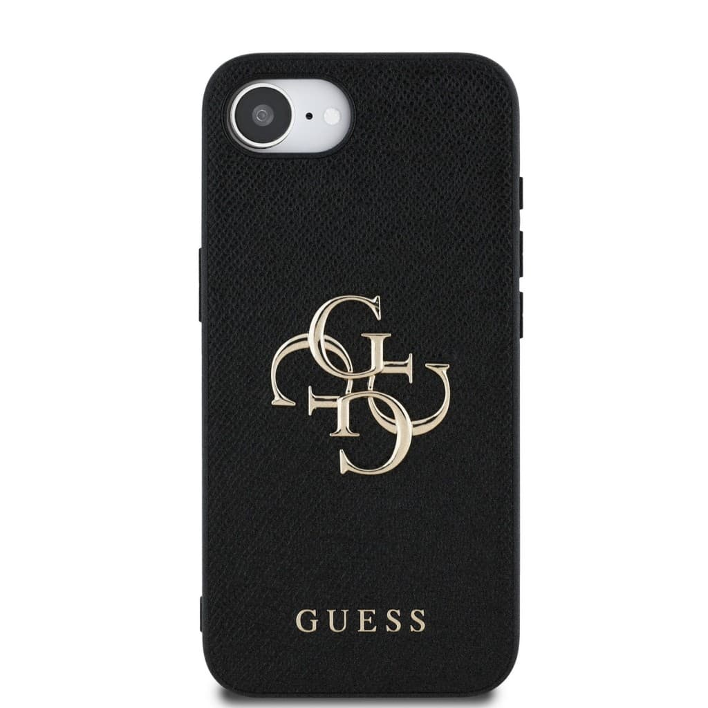 Zadní kryt Guess PU Grained 4G Metal Logo pro iPhone 16e Black - náhled 3