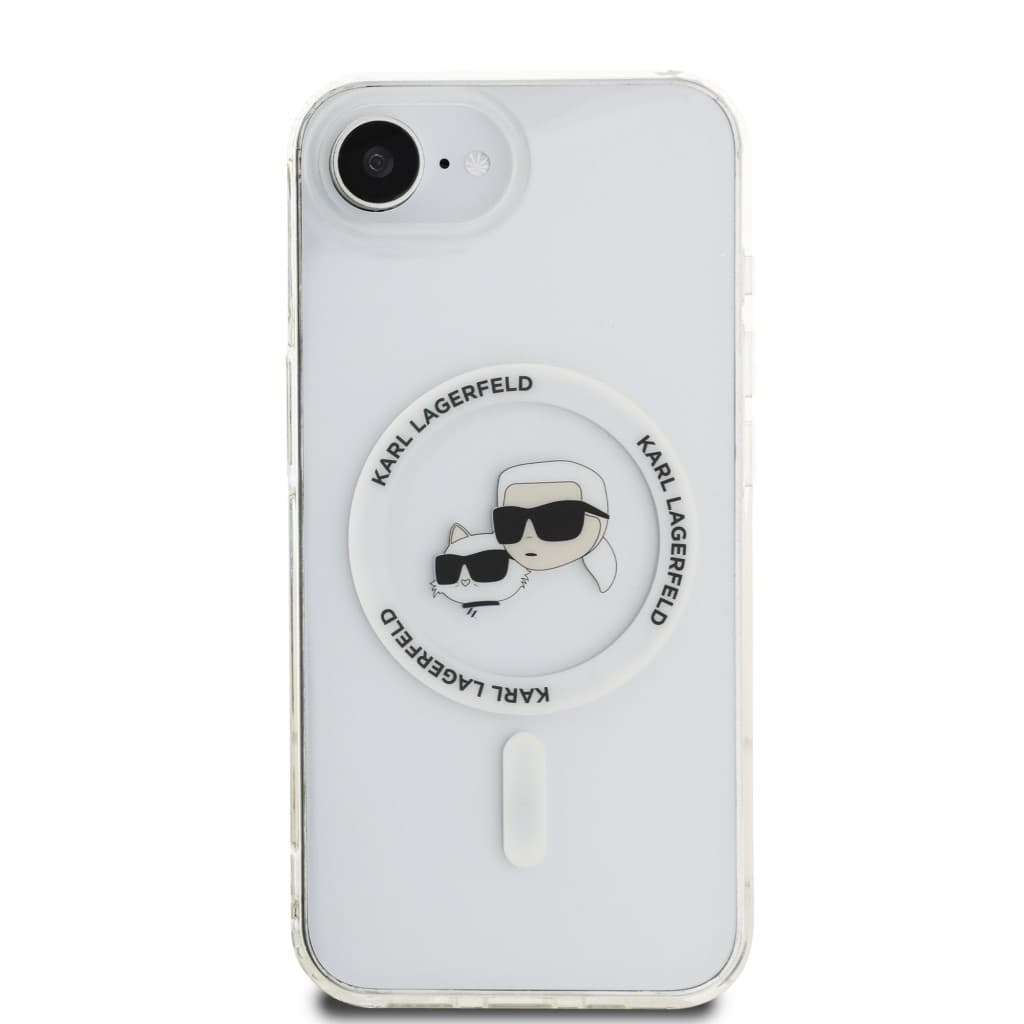 Zadní kryt Karl Lagerfeld IML K&amp;CH Heads Metal Frame MagSafe pro iPhone 16e Transparent - náhled 3