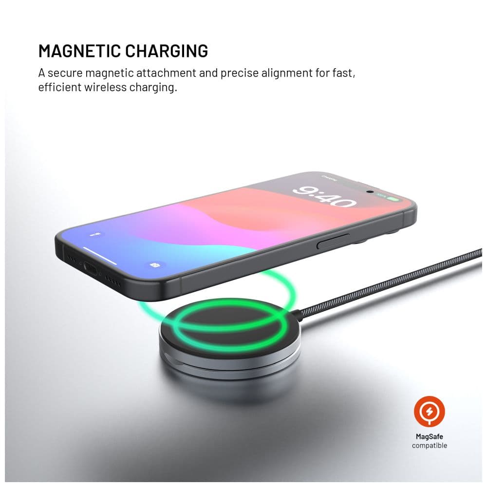 Bezdrátová nabíječka FIXED MagPad Pro s Qi2, podporou MagSafe a stojánkem, 15W, šedá - náhled 3