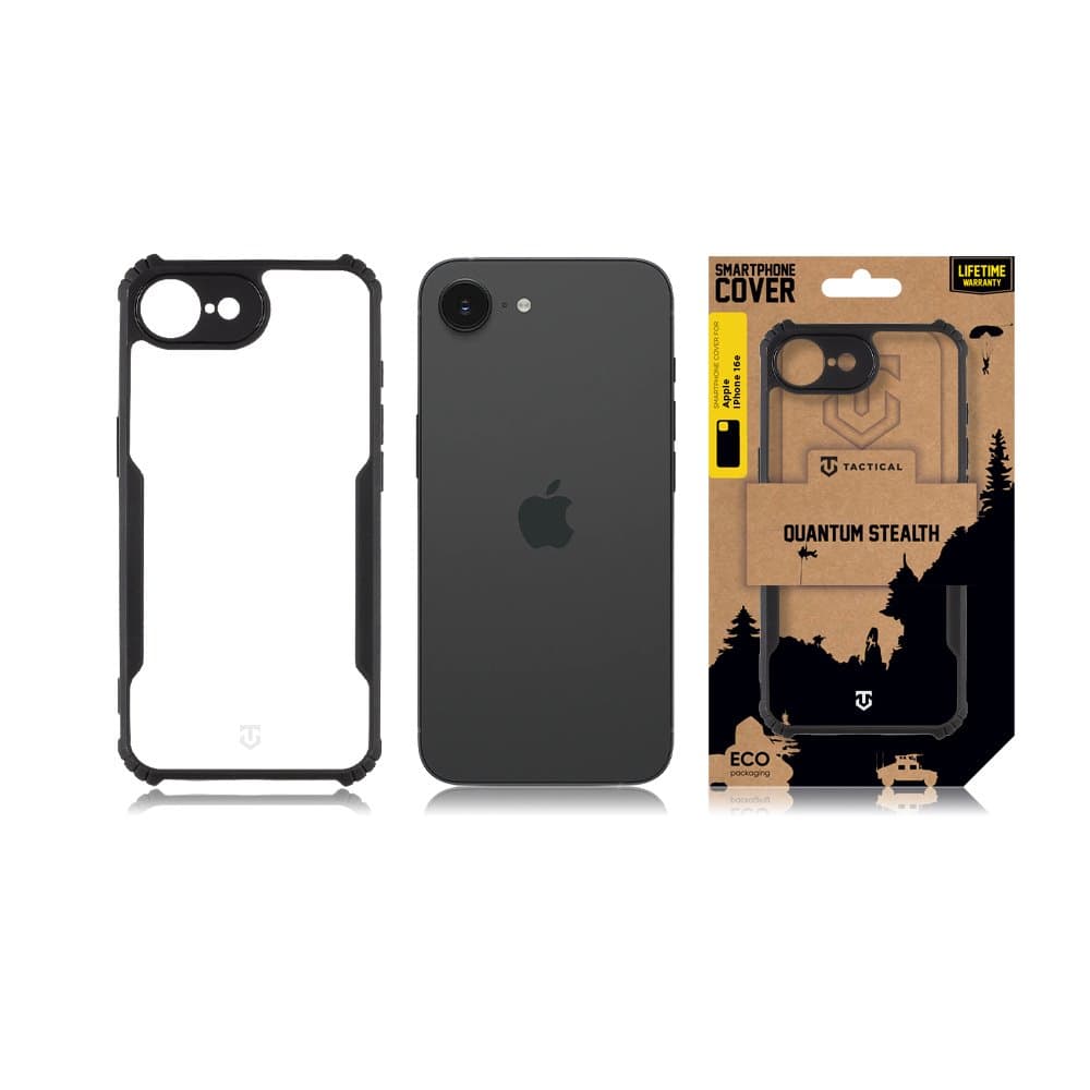 Zadní kryt Tactical Quantum Stealth pro Apple iPhone 16e Clear-Black - náhled 3