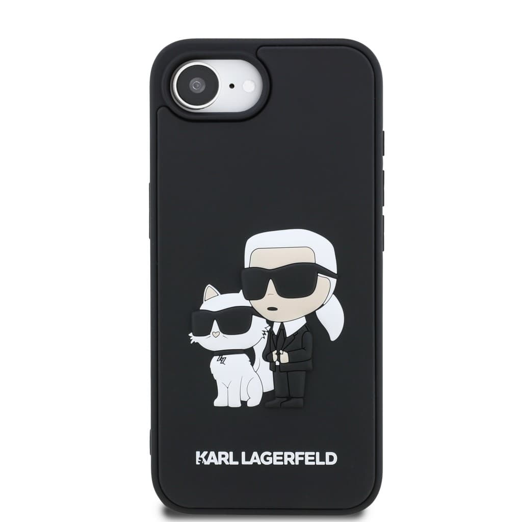 Zadní kryt Karl Lagerfeld 3D Rubber Karl and Choupette pro iPhone 16e Black - náhled 3