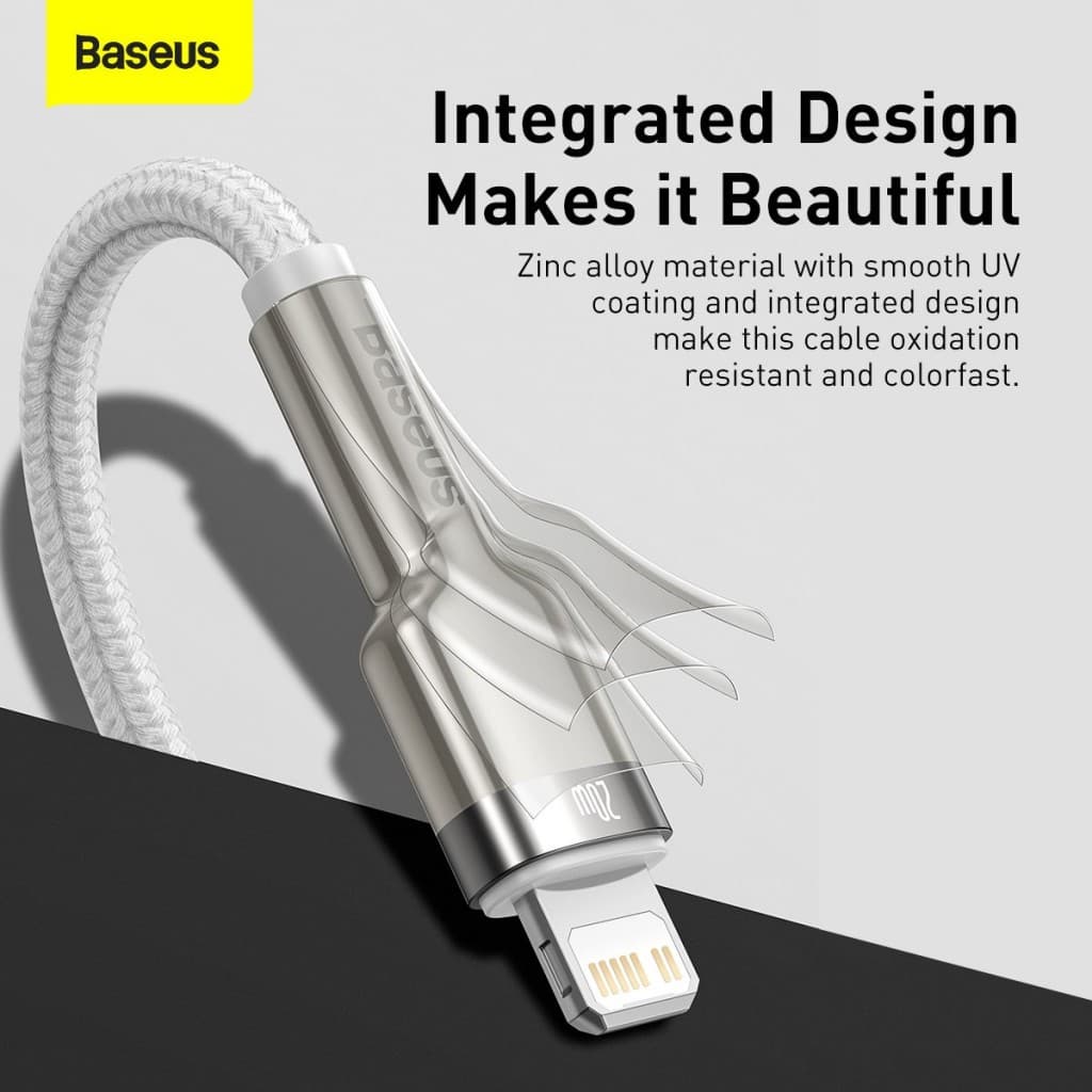 Datový kabel Baseus Cafule Metal Series USB-C - Lightning 20W 2m White - náhled 3