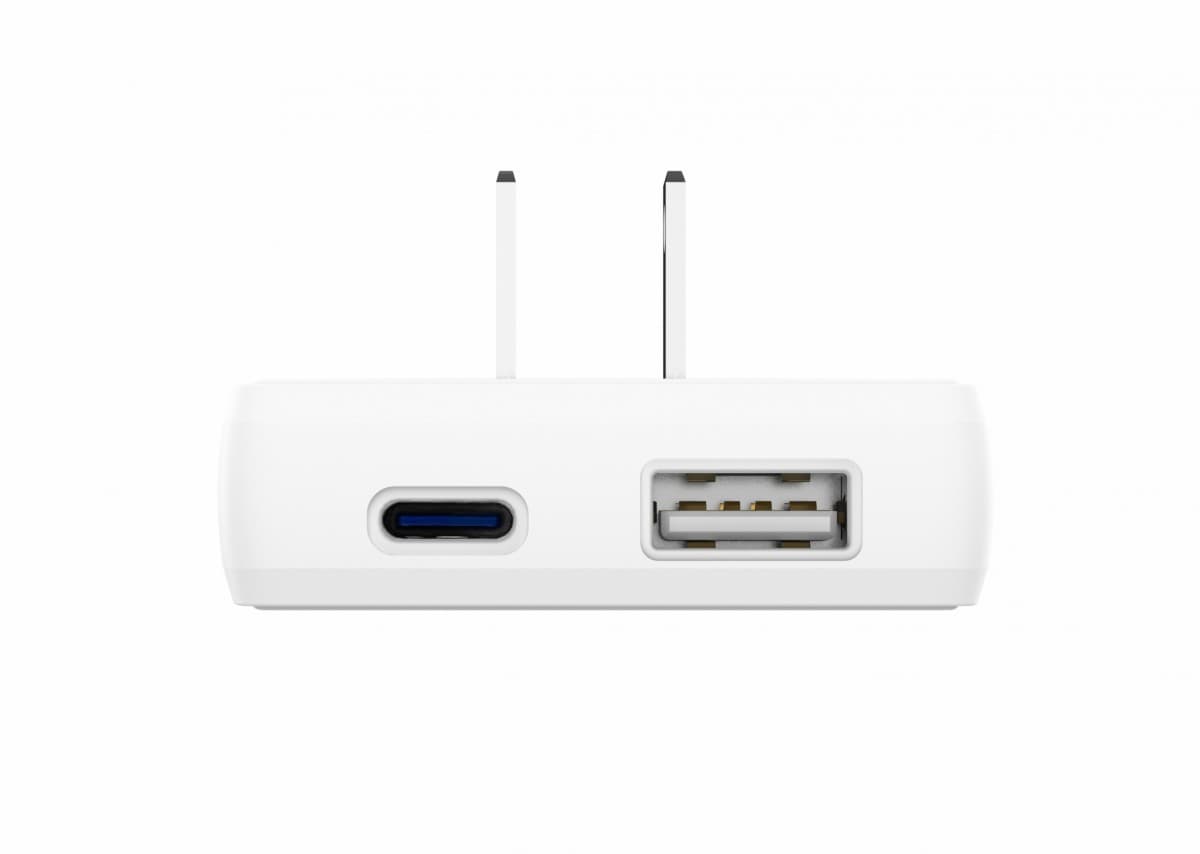 Adaptér Swissten GAN USB-C + USB-A 45W výměnné vidlice (us, eu, uk) bílý - náhled 3