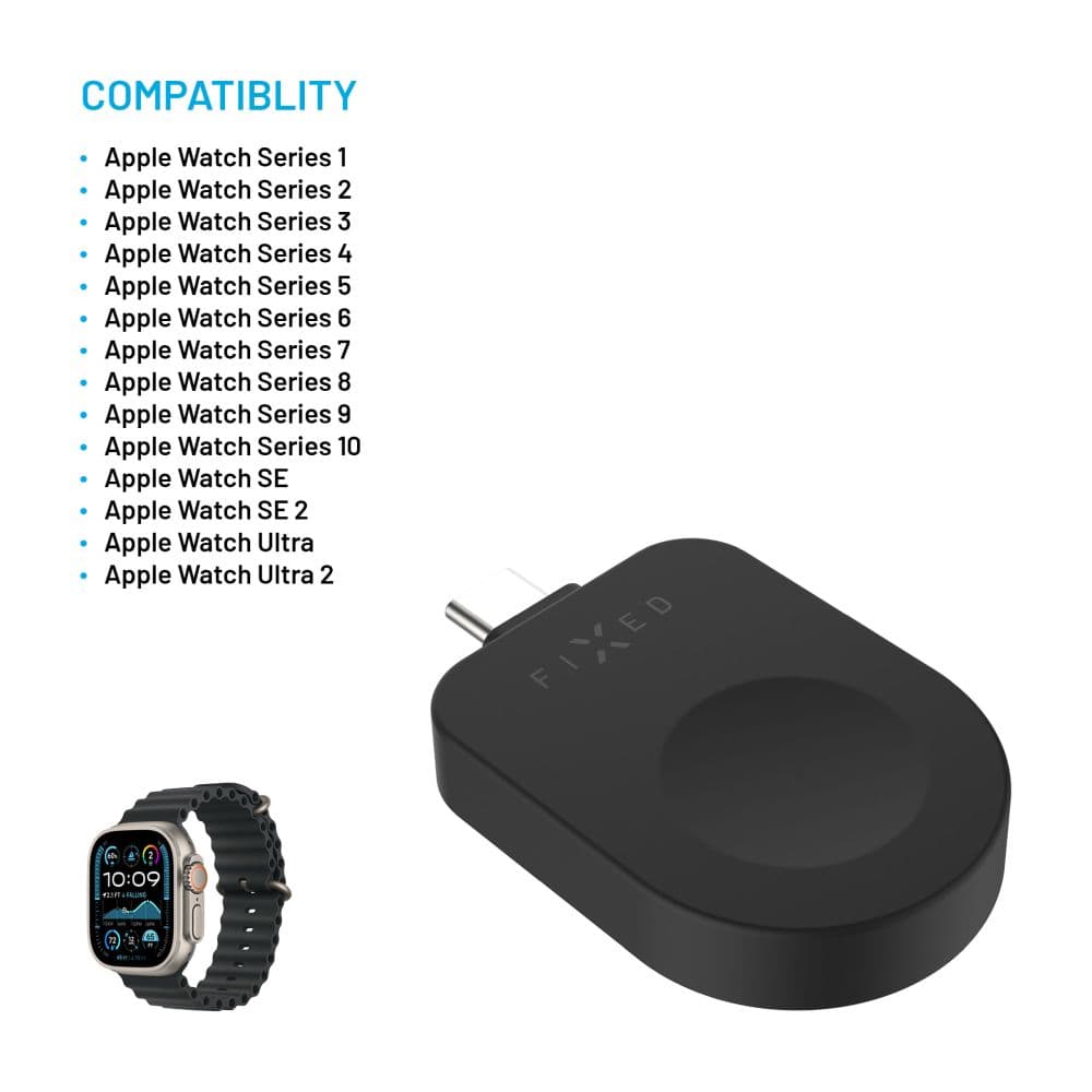 Nabíjecí USB-C adaptér FIXED pro Apple Watch kompatibilní s Powerstation Uni, černý - náhled 3