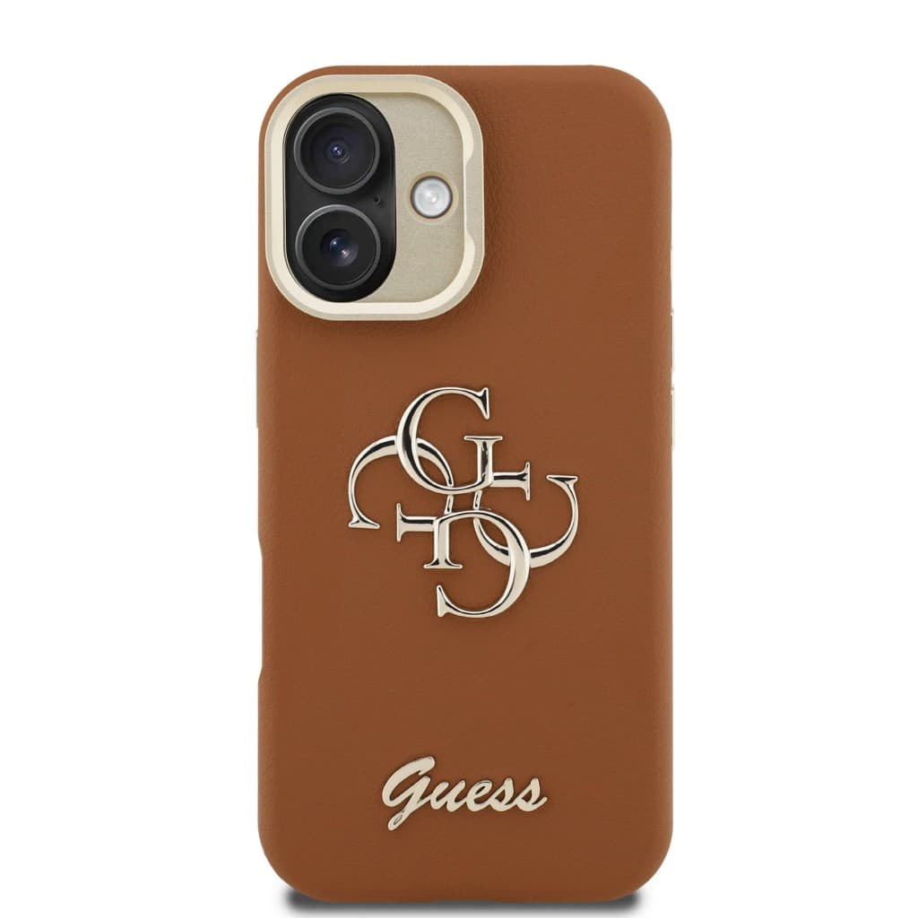 Zadní kryt Guess PU Grained 4G Logo Stand Camera Frame pro iPhone 16 Brown - náhled 3