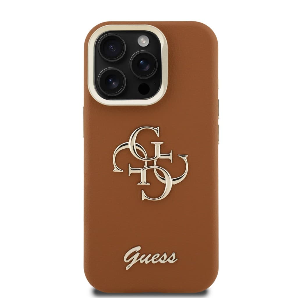 Zadní kryt Guess PU Grained 4G Logo Stand Camera Frame pro iPhone 15 Pro Max Brown - náhled 3