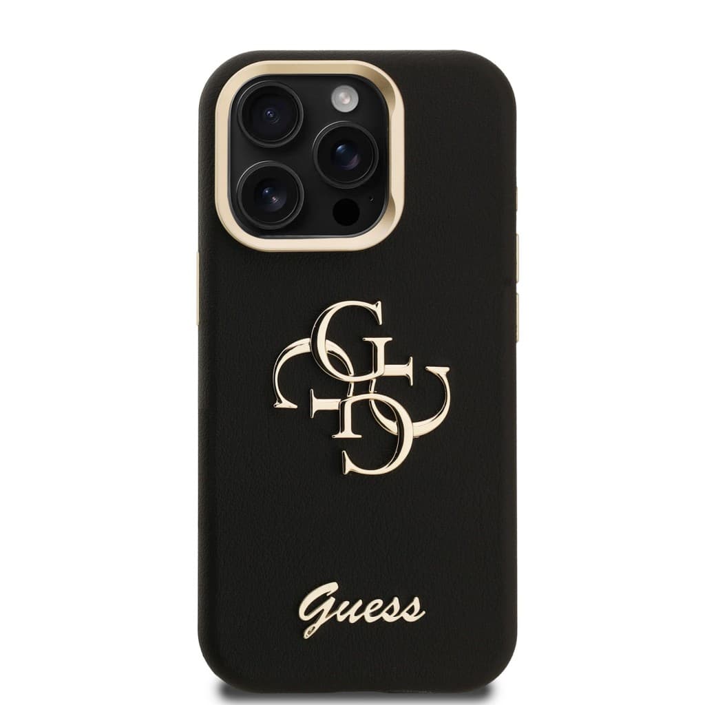 Zadní kryt Guess PU Grained 4G Logo Stand Camera Frame pro iPhone 15 Pro Black - náhled 3