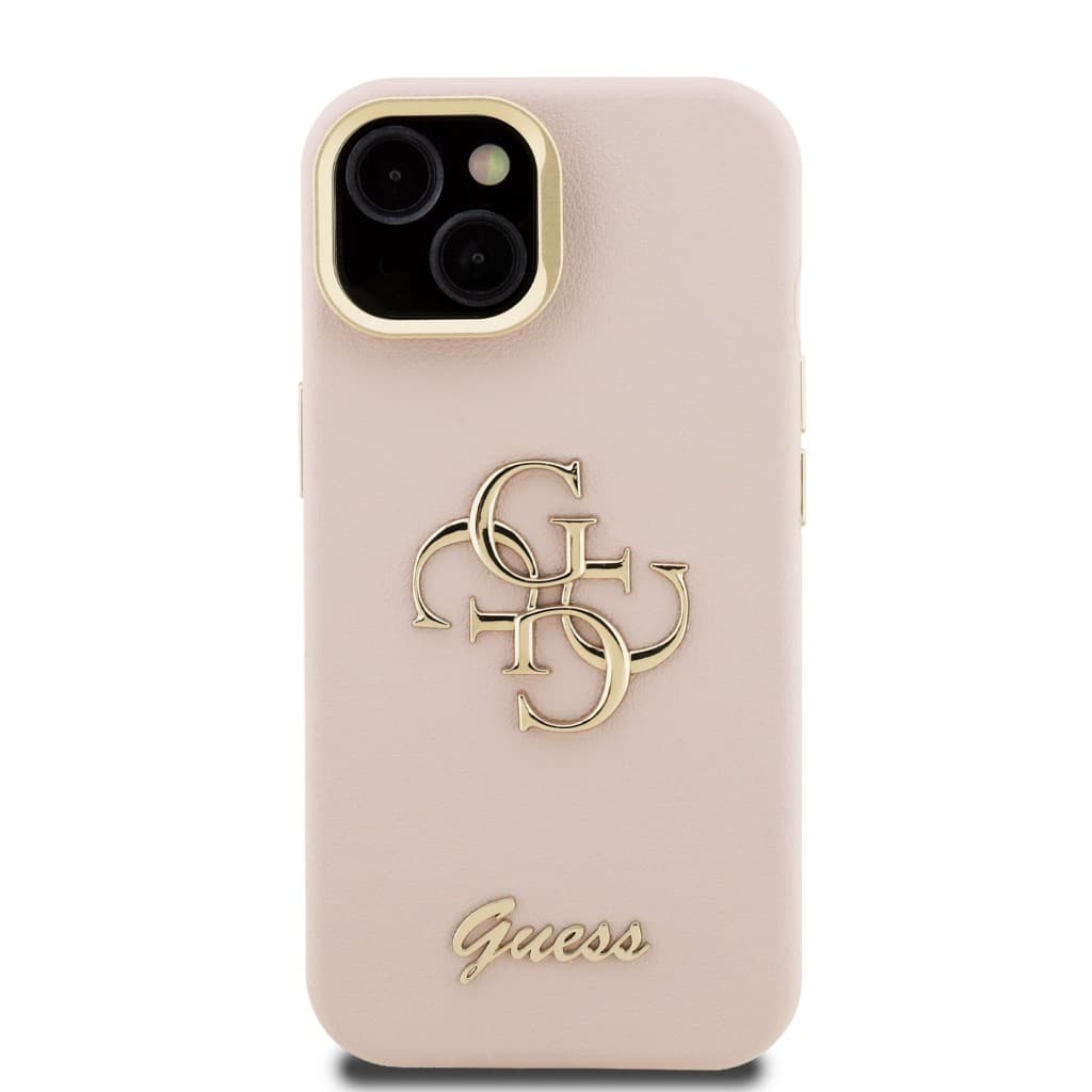 Zadní kryt Guess PU Grained 4G Logo Stand Camera Frame pro iPhone 15 Pink - náhled 3