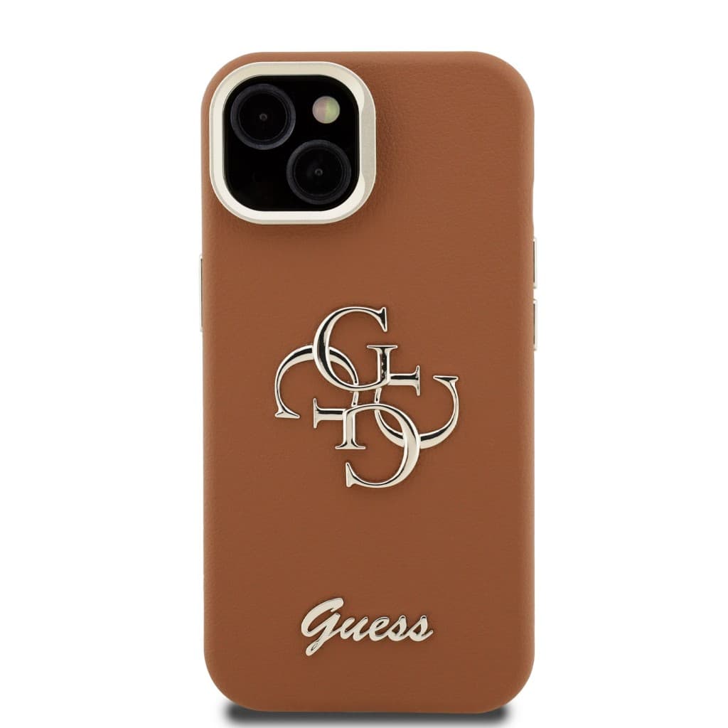 Zadní kryt Guess PU Grained 4G Logo Stand Camera Frame pro iPhone 13 Brown - náhled 3