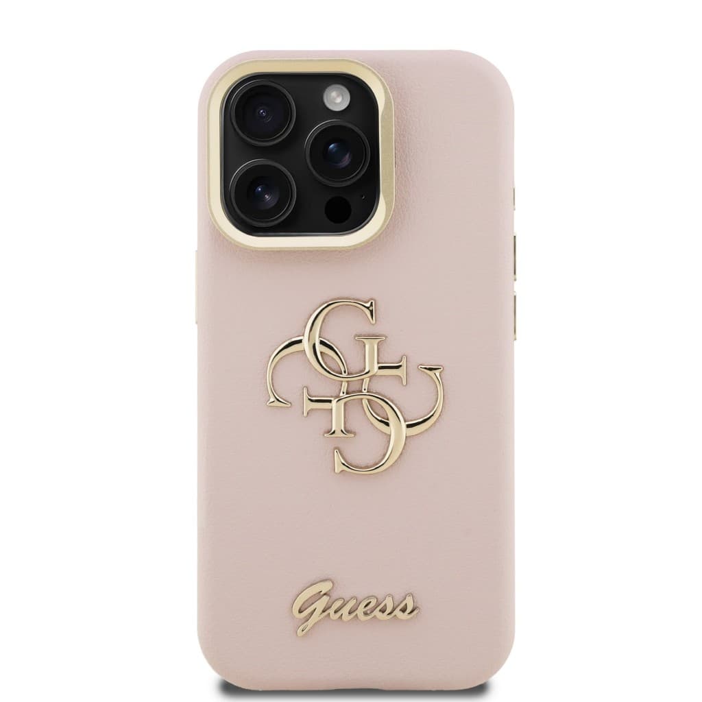 Zadní kryt Guess PU Grained 4G Logo Stand Camera Frame pro iPhone 15 Pro Pink - náhled 2